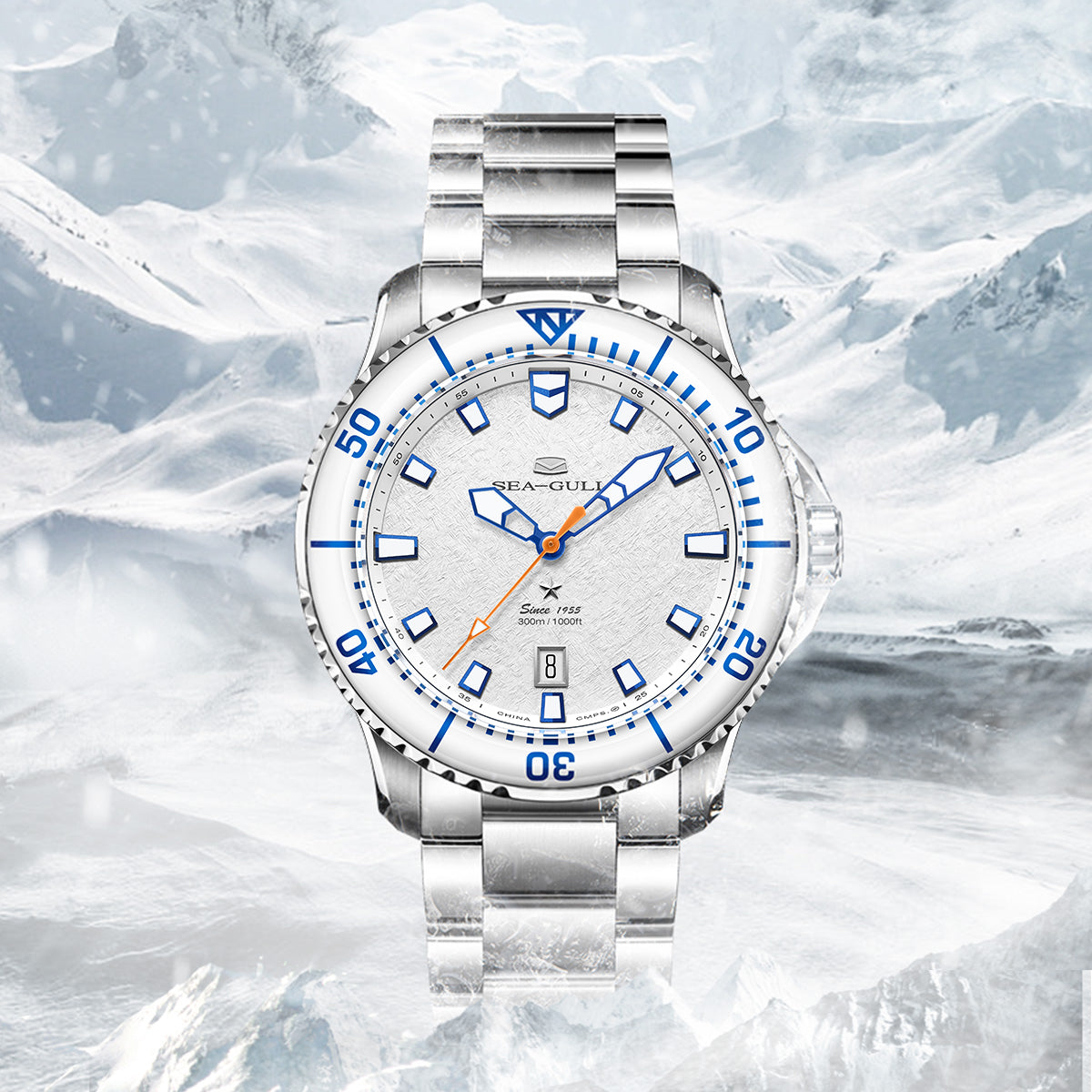 Ocean Series Pro 300m Waterproof Ice Wing Snow Region Diving Watch 43.5mm