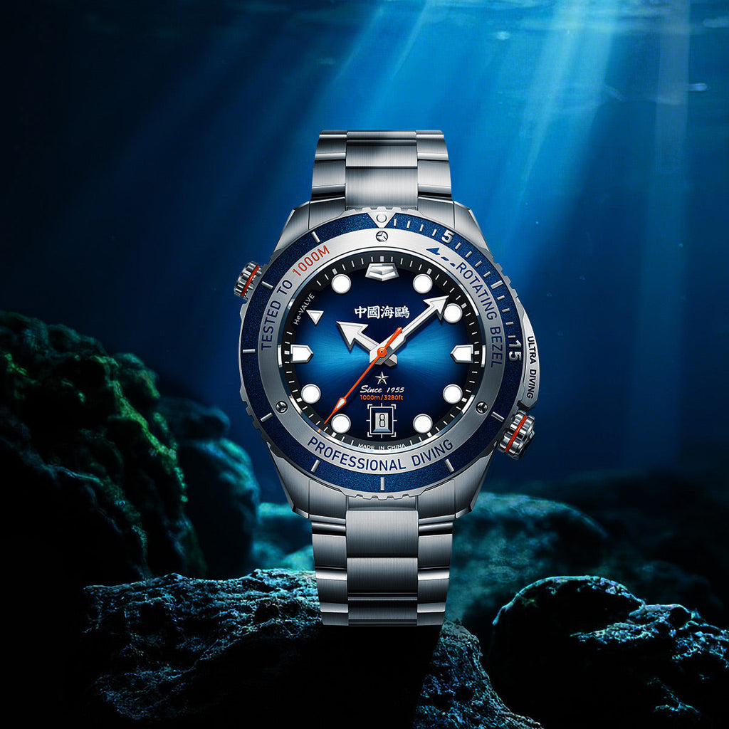 Ocean Series Ultra 1000m Waterproof Helium Valve Design Integrated Rotating Bezel Diving Watch 45mm