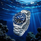 Ocean Series Pro 300m Waterproof Gradient Wave-textured Dial Diving Watch 41mm