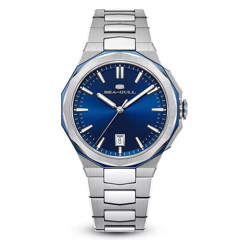 Extraordinary Series Polygonal Bezel Solid-color Sunburst Dial Dress Watch 40mm
