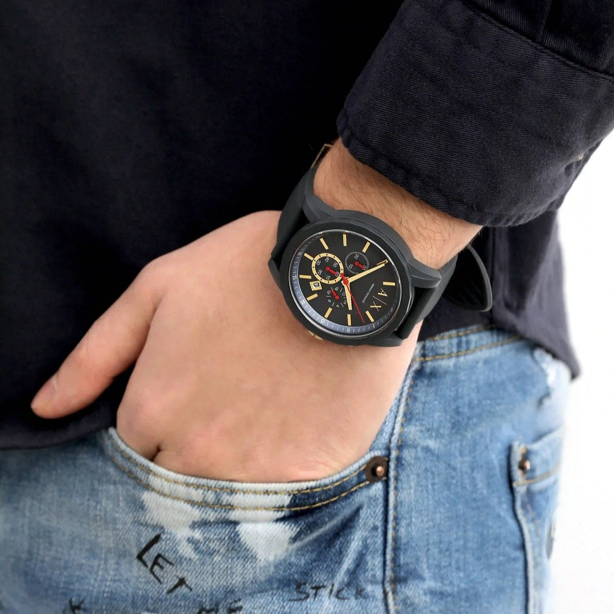 Armani Exchange Outerbanks AX1335 Men's Chronograph Watch – Blue Dial with Blue Silicone Strap
