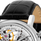 Column-wheel Chronograph Skeleton Open-worked Dial Watch 41mm