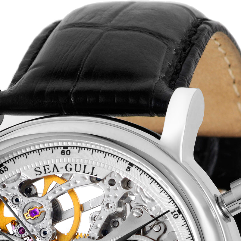 Column-wheel Chronograph Skeleton Open-worked Dial Watch 41mm