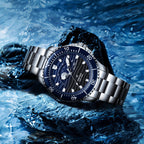 Ocean Series Pro 300m Moon Phase Gradient Wave-textured Dial Diving Watch 43.5mm