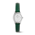 Ophelia Mini Green Lizard White Guilloché Silver